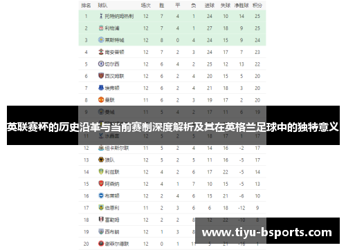 英联赛杯的历史沿革与当前赛制深度解析及其在英格兰足球中的独特意义 英联赛杯的历史沿革与当前赛制深度解析及其在英格兰足球中的独特意义