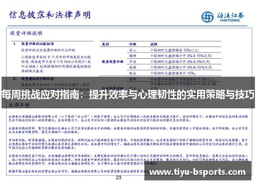 每周挑战应对指南：提升效率与心理韧性的实用策略与技巧